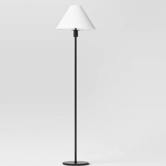 60”x15” Black Stick Floor Lamp Linen Tapered Shade Threshold Light NIB (R3) - Picture 2 of 7